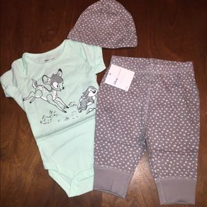 NWT Disney’s Bambi 3 Piece Outfit, 6 Months